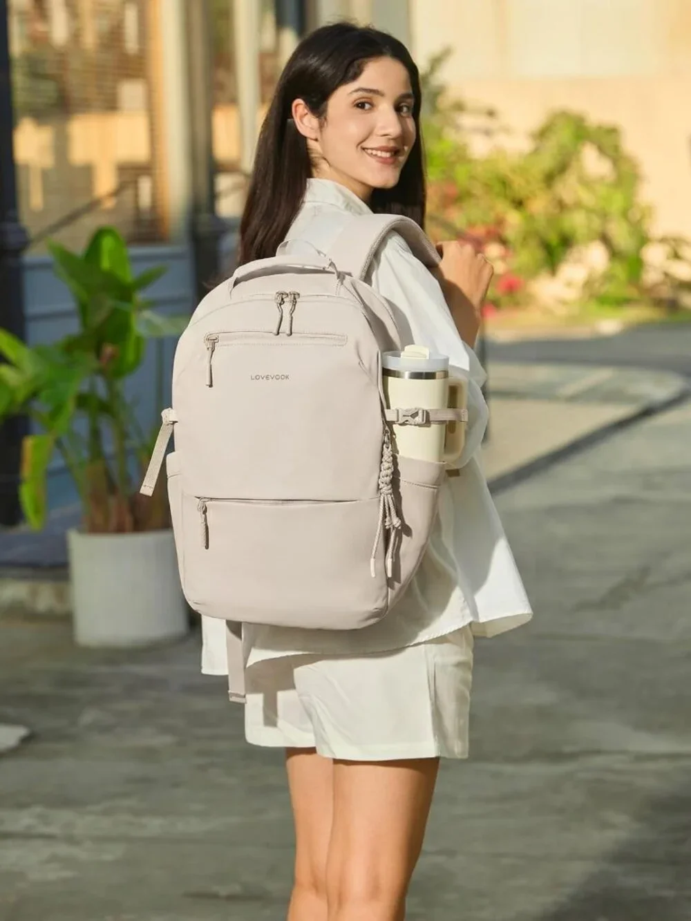 Stylish Women's Laptop Backpack with Tumbler Holder | Work & Travel Bag